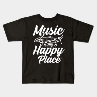 Music Is My Happy Place Musician Kids T-Shirt
